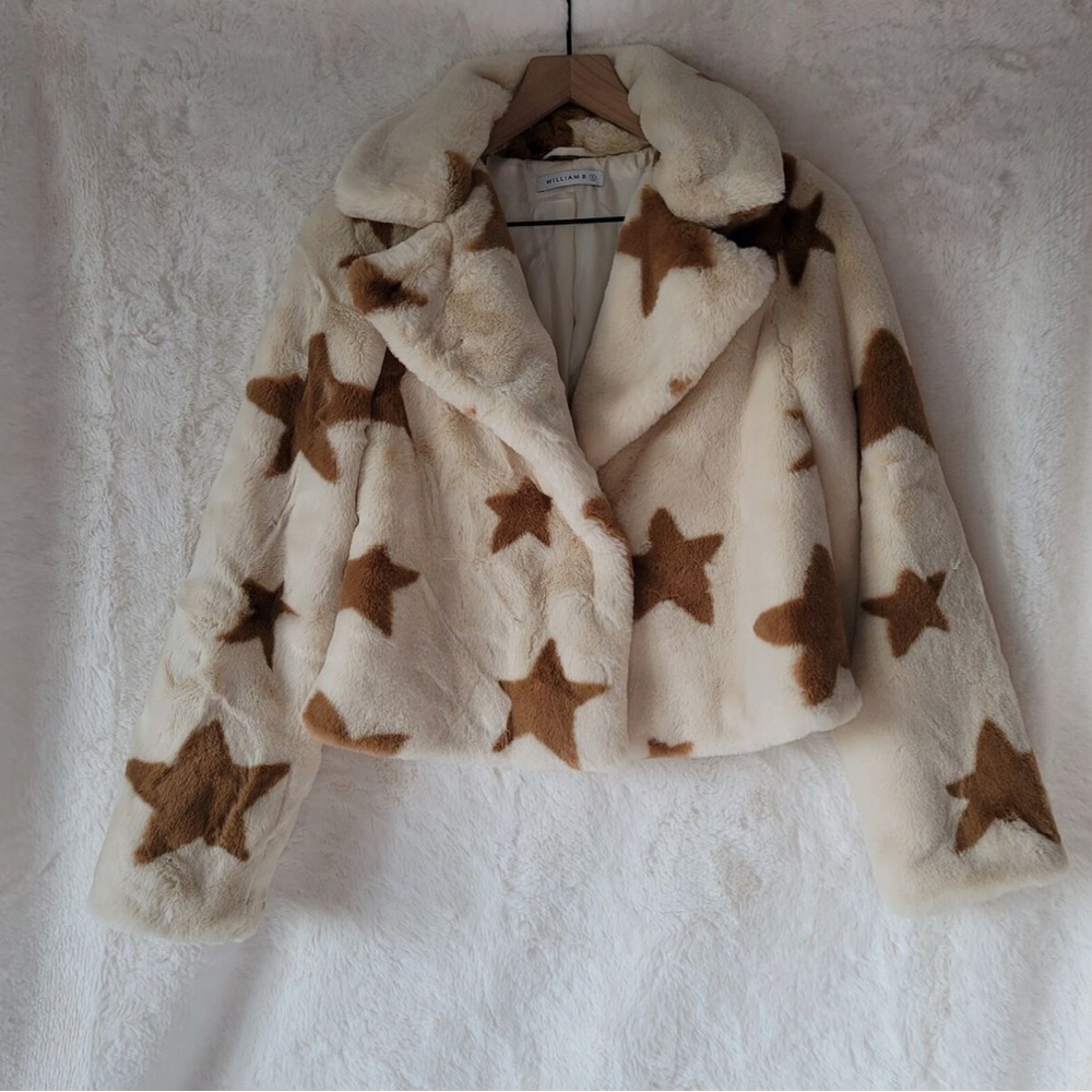 Teddy coat jacket ivory star pattern S size William B